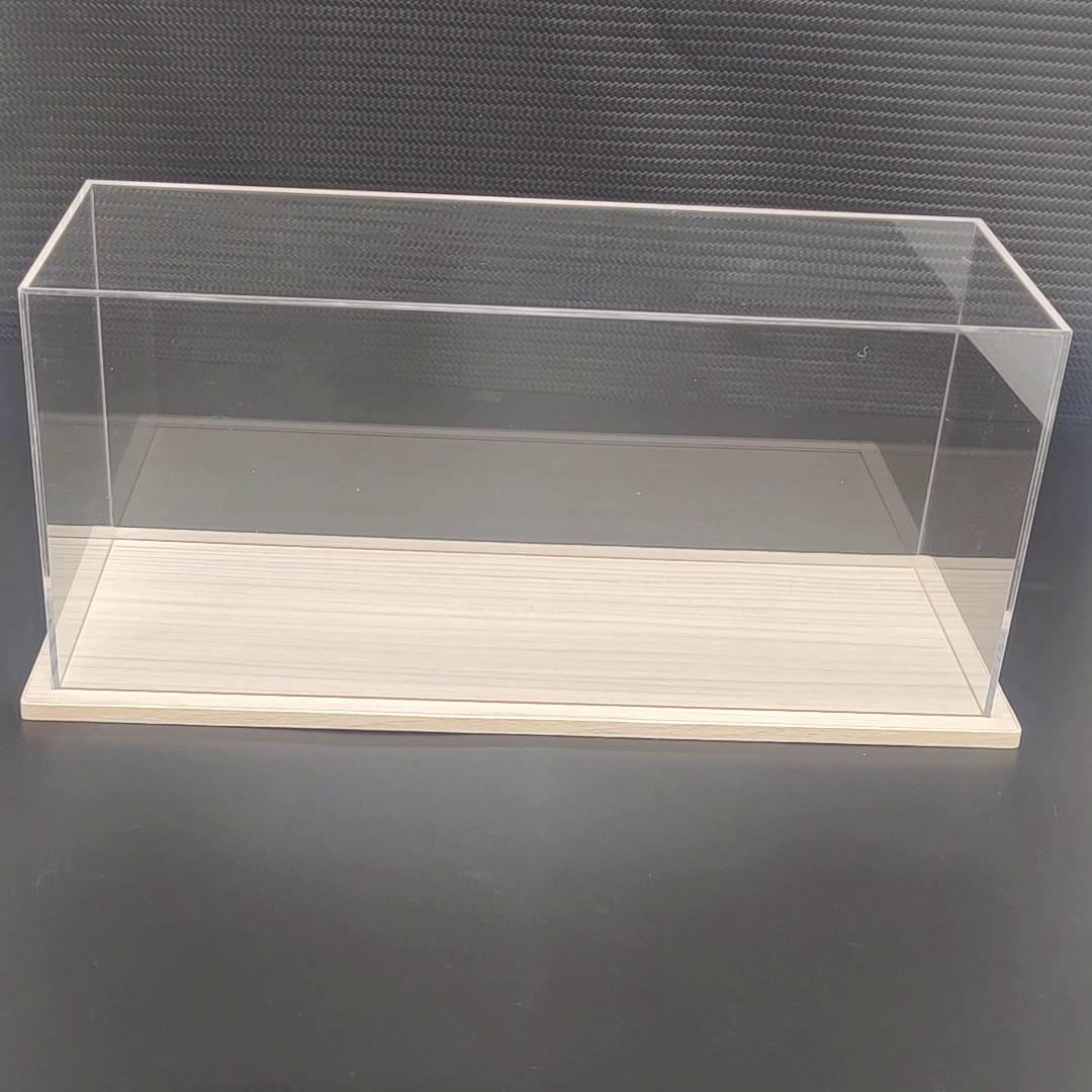 ​定制長方形透明防塵展示盒木底座用於收藏品的防塵展示